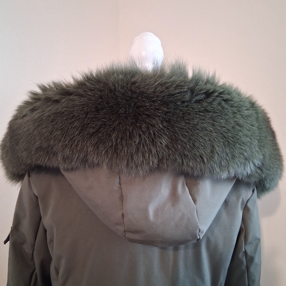 1 MADISON VERA Fox Fur Trimmed Hooded Parka Size Small - Picture 6 of 12